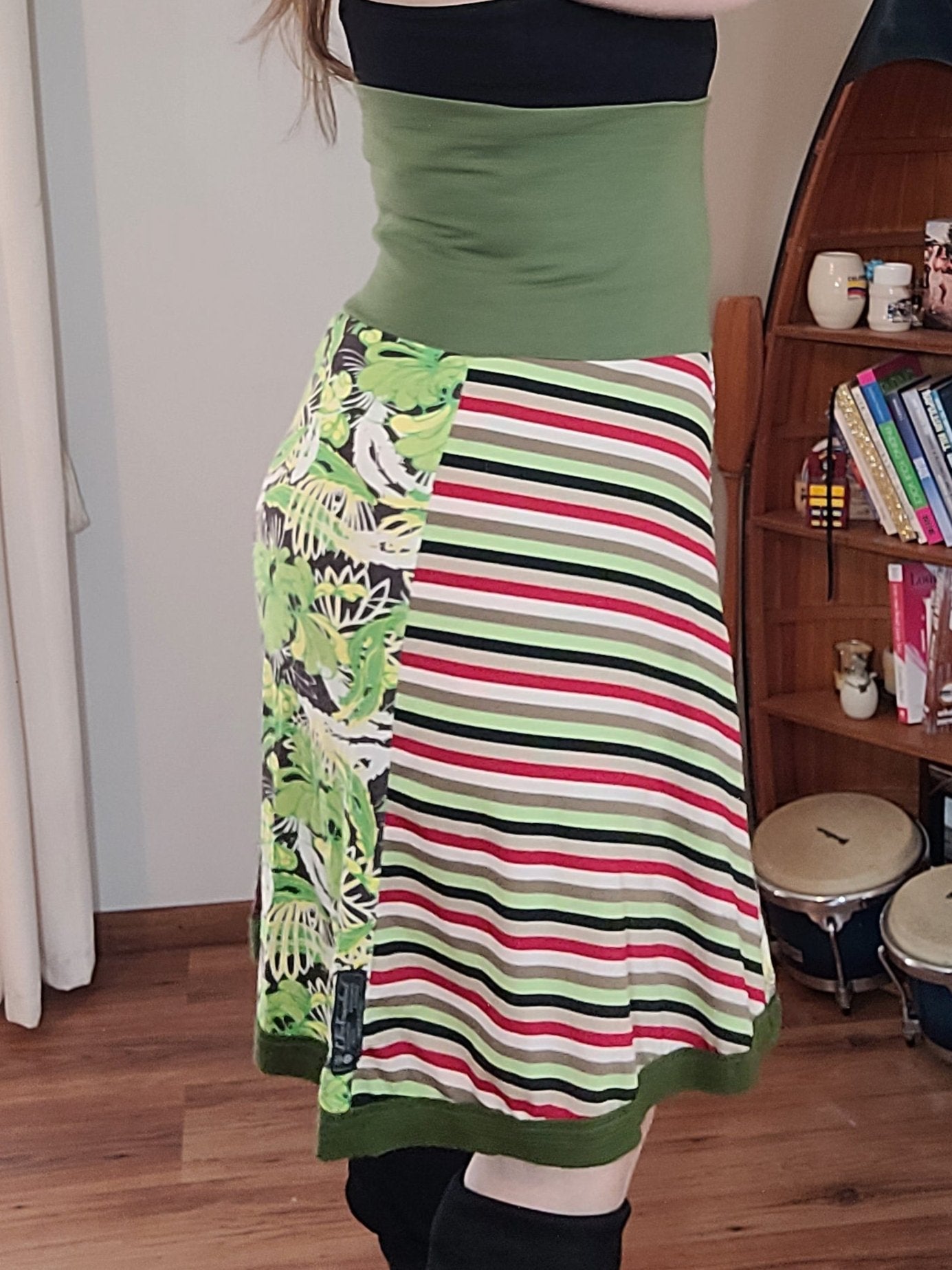Hippie style skirt - Bohemian green skirt