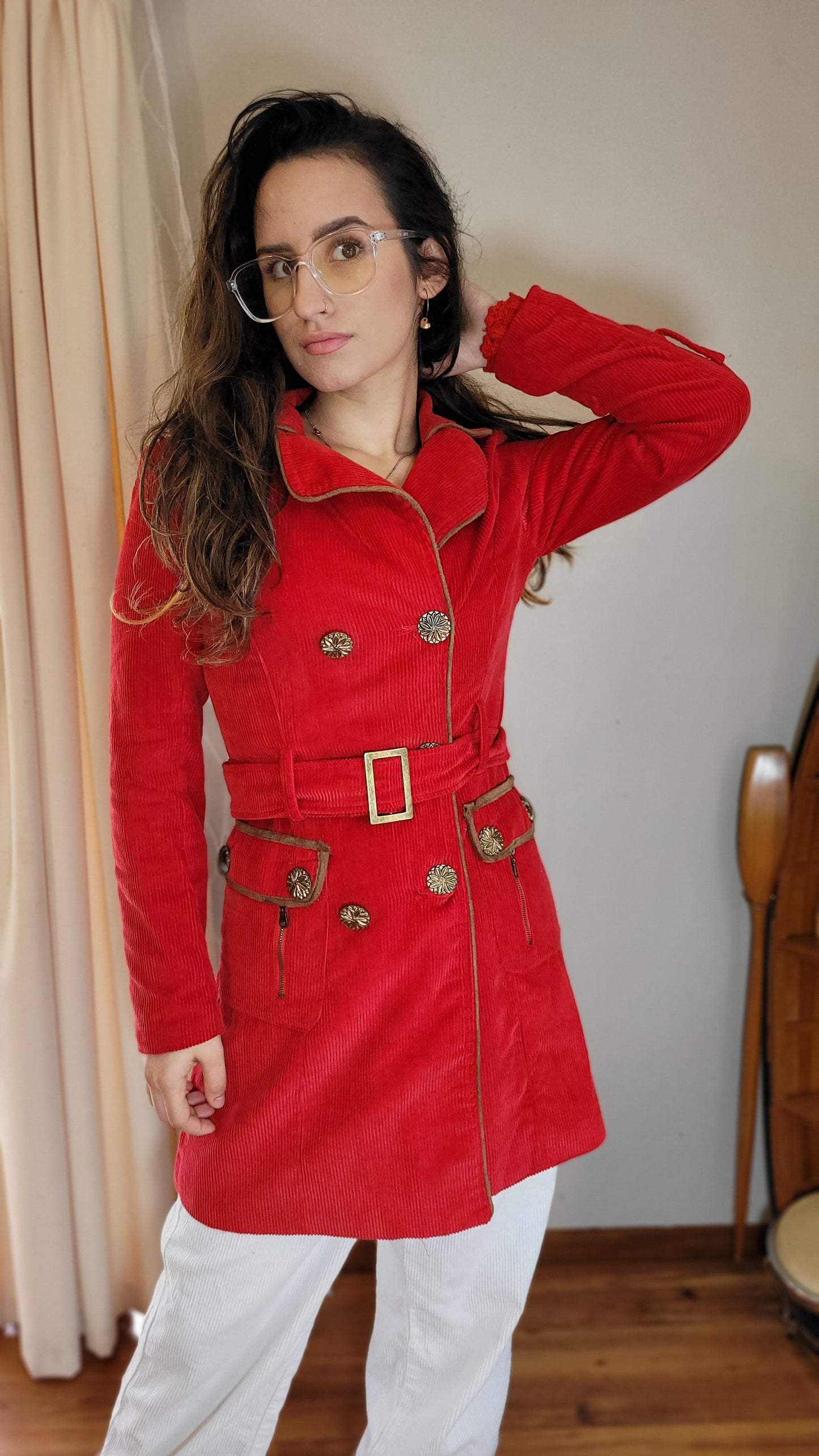 Red Corduroy Jacket Vintage Coat