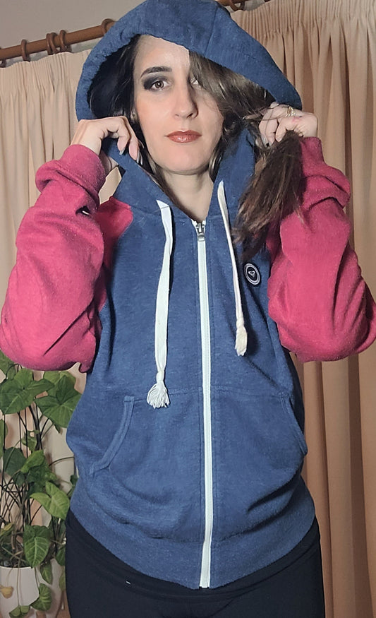 Zip up Roxy Hoodie Jacket in Blue Red