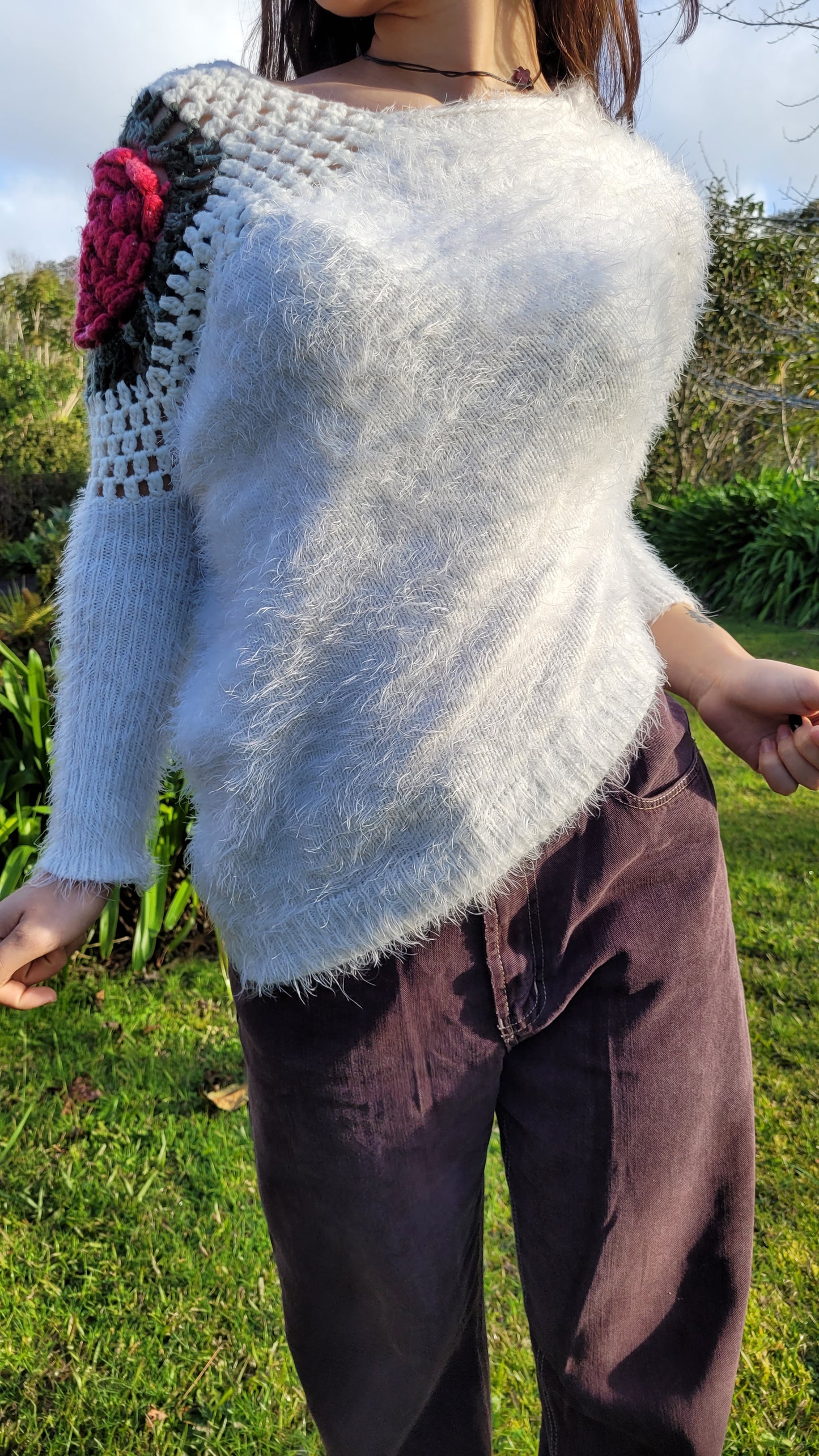 Unique rose Knit Sweater Crochet Top
