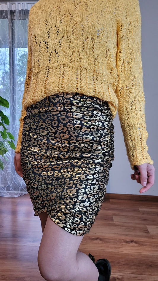 Gold Lepard Meow skirt -Agustine Skirt preloved Skirt -
