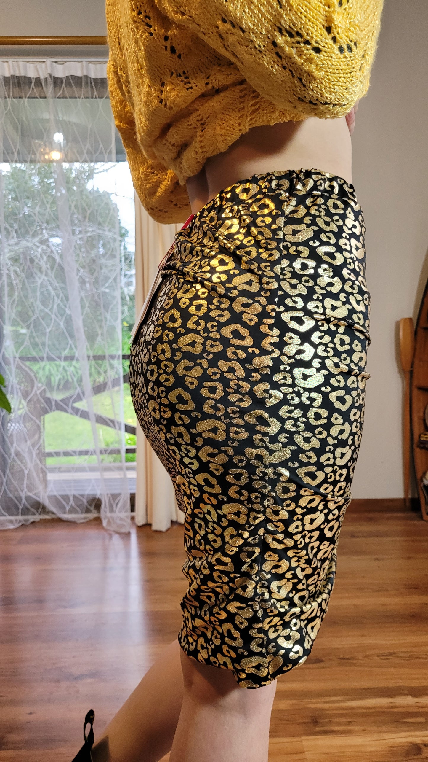 Gold Lepard Meow skirt -Agustine Skirt preloved Skirt -