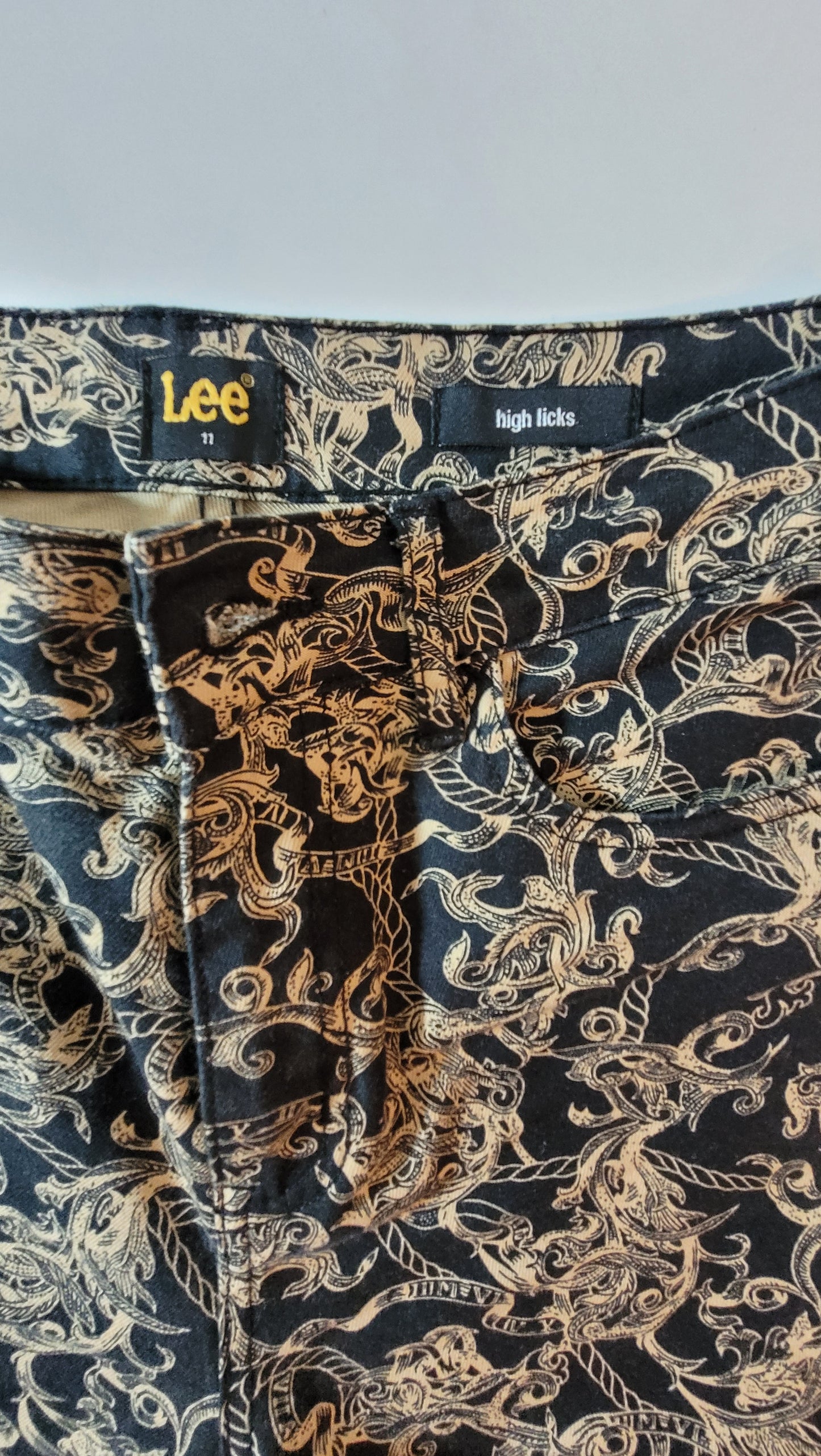 LEE High Licks Jeans Size 9 Black Ankle Zips Women's