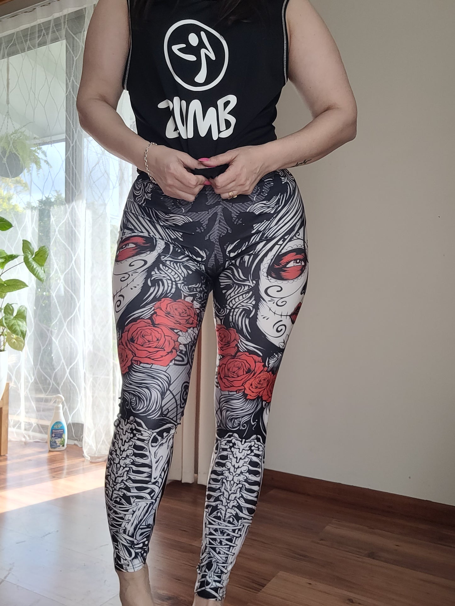 Hallowen Santa Muerte Skull Leggings - Unleash Your Style