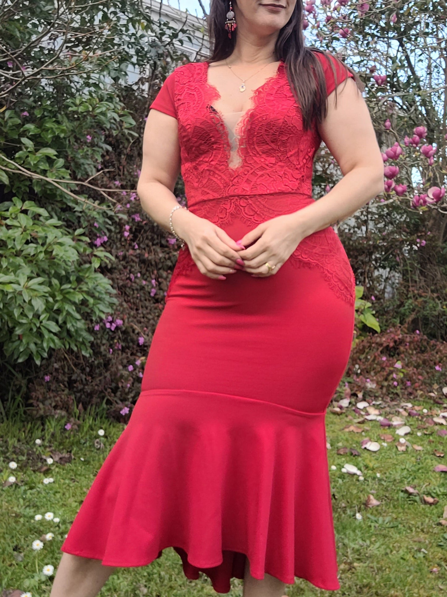 Stunning Red Mermaid Dress by Here Comes The Sun Brand - Size 6 (Fits 8-10-12)