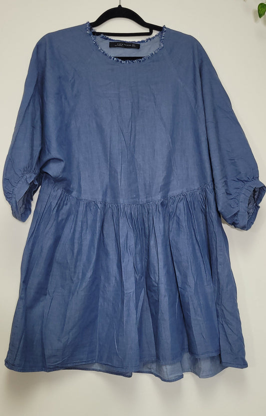 Zara Sky blue Long Top - Short Dress - Mini Dress