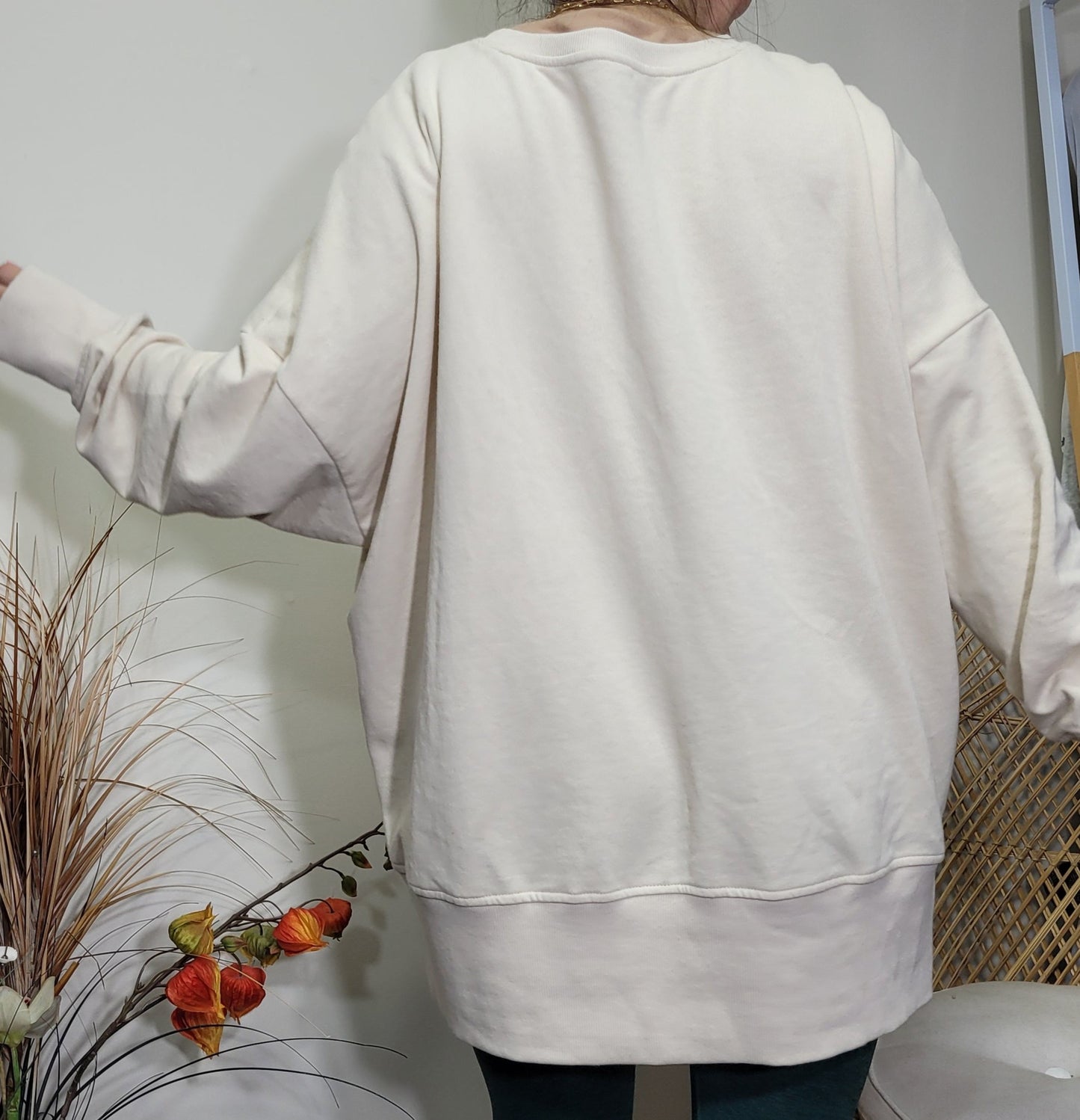 Beige crewneck Plus size Top Sweater