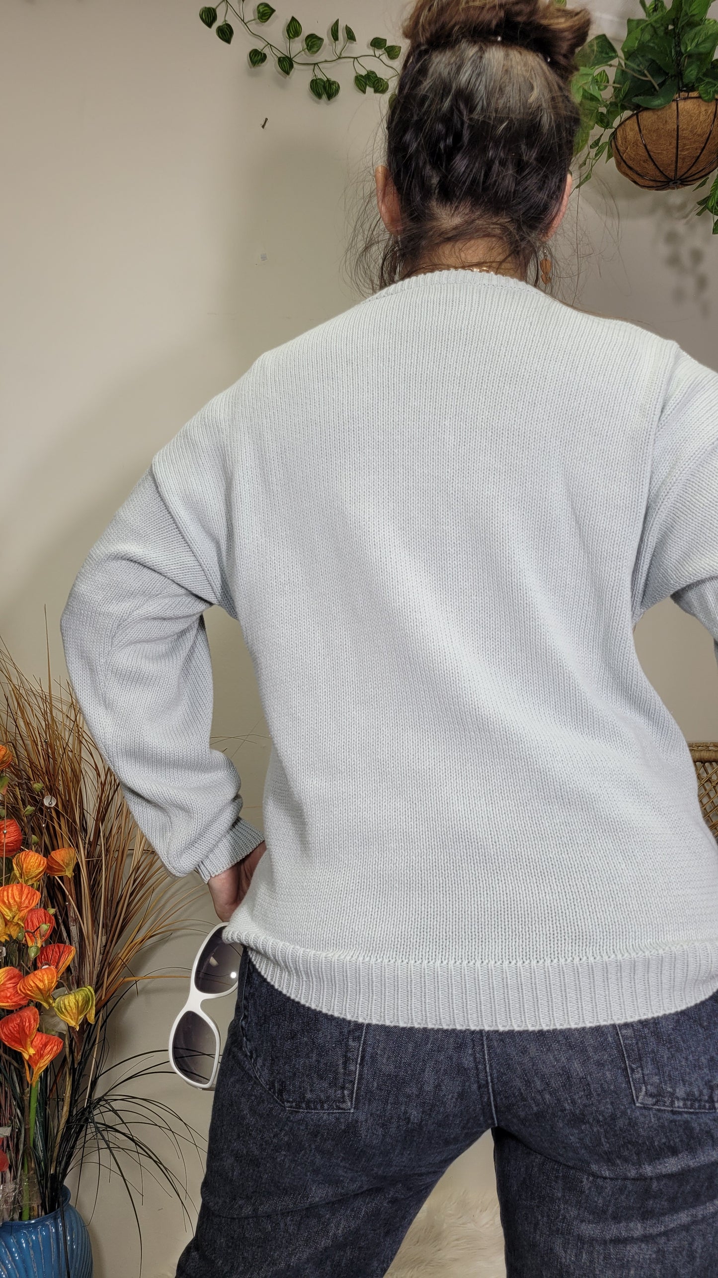 Vintage sweater baby blue knit Sweater Second Hand Top