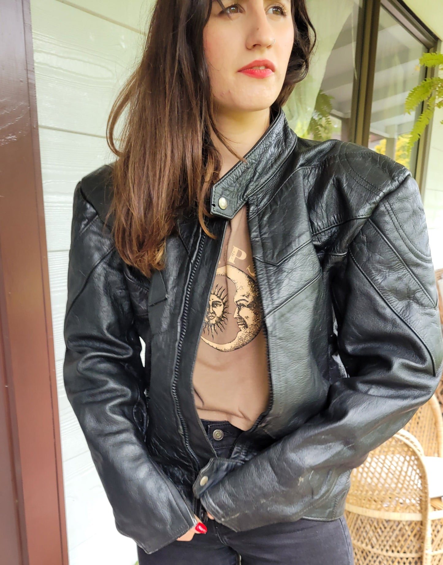 authentic vintage leather Jacket for sale in black color