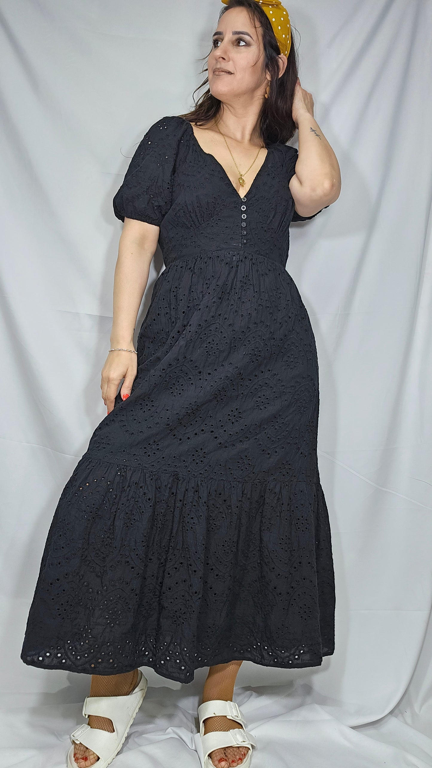 Gorgeous Broderie Black Midi - Maxi Dress