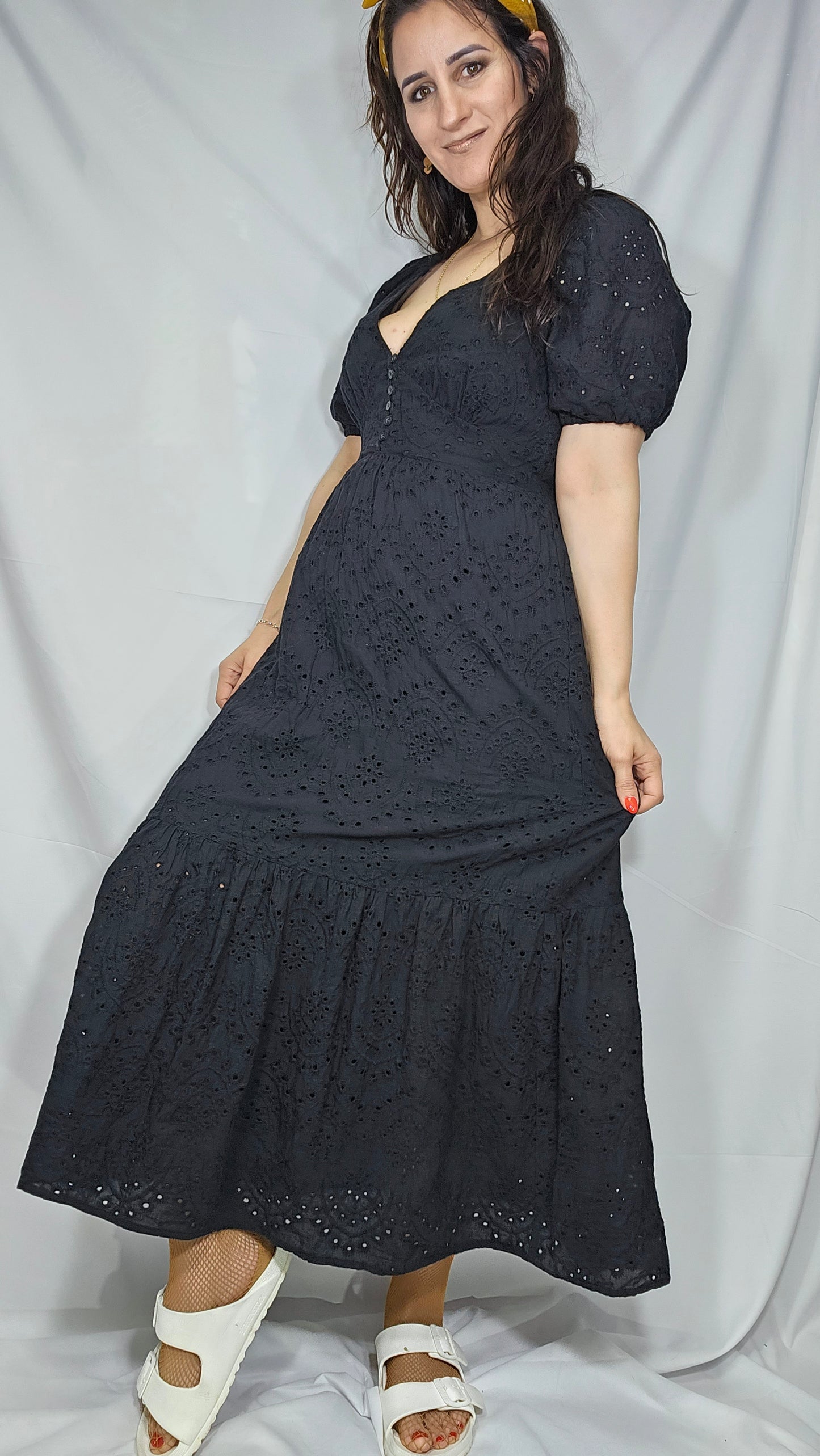 Gorgeous Broderie Black Midi - Maxi Dress