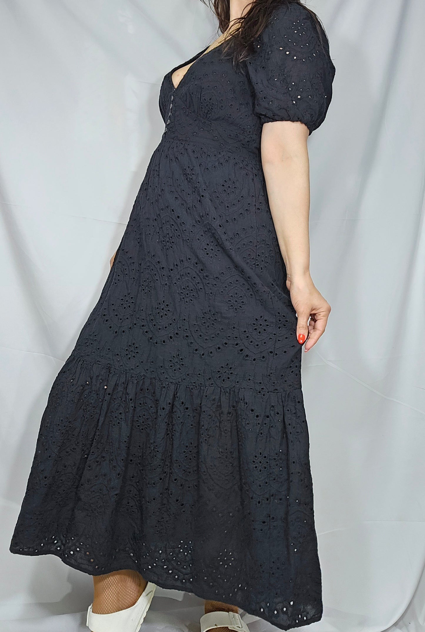 Gorgeous Broderie Black Midi - Maxi Dress