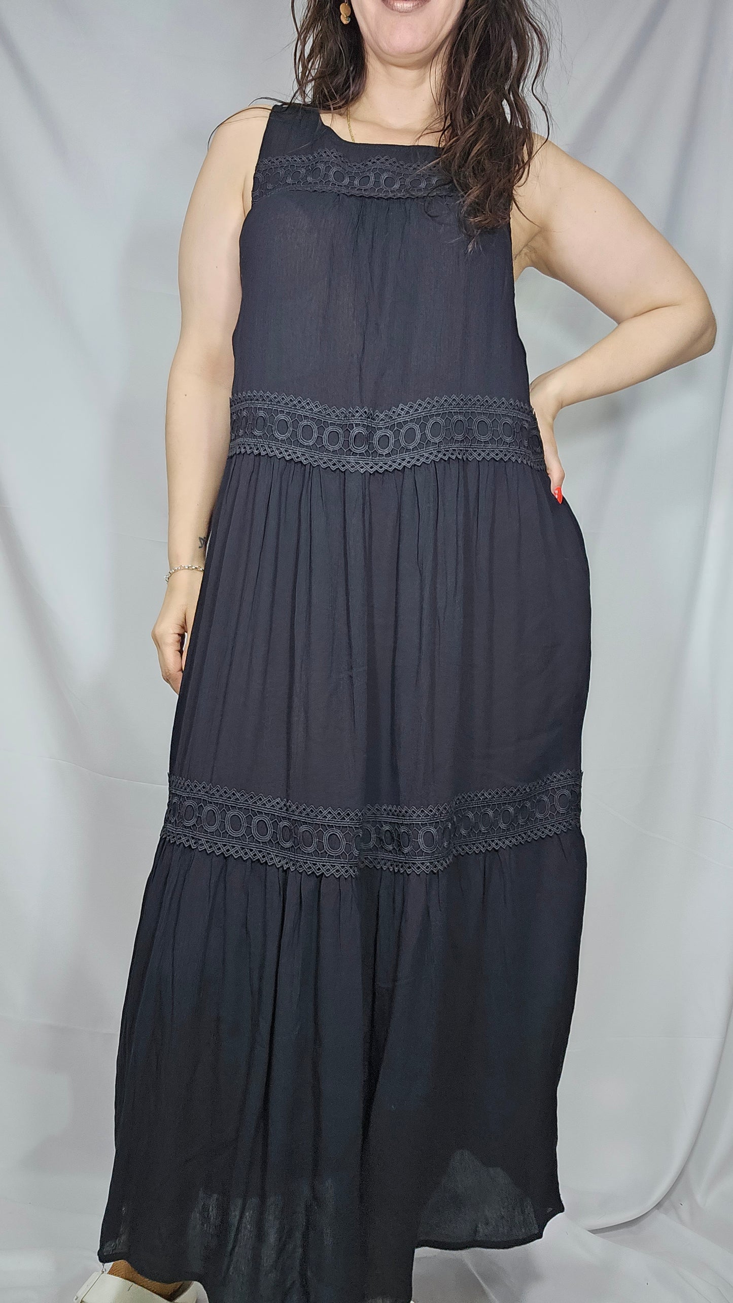 Summer Glam of Style Dress by Katies Sleeveless Lace Tiered Maxi Dress. Size 10.