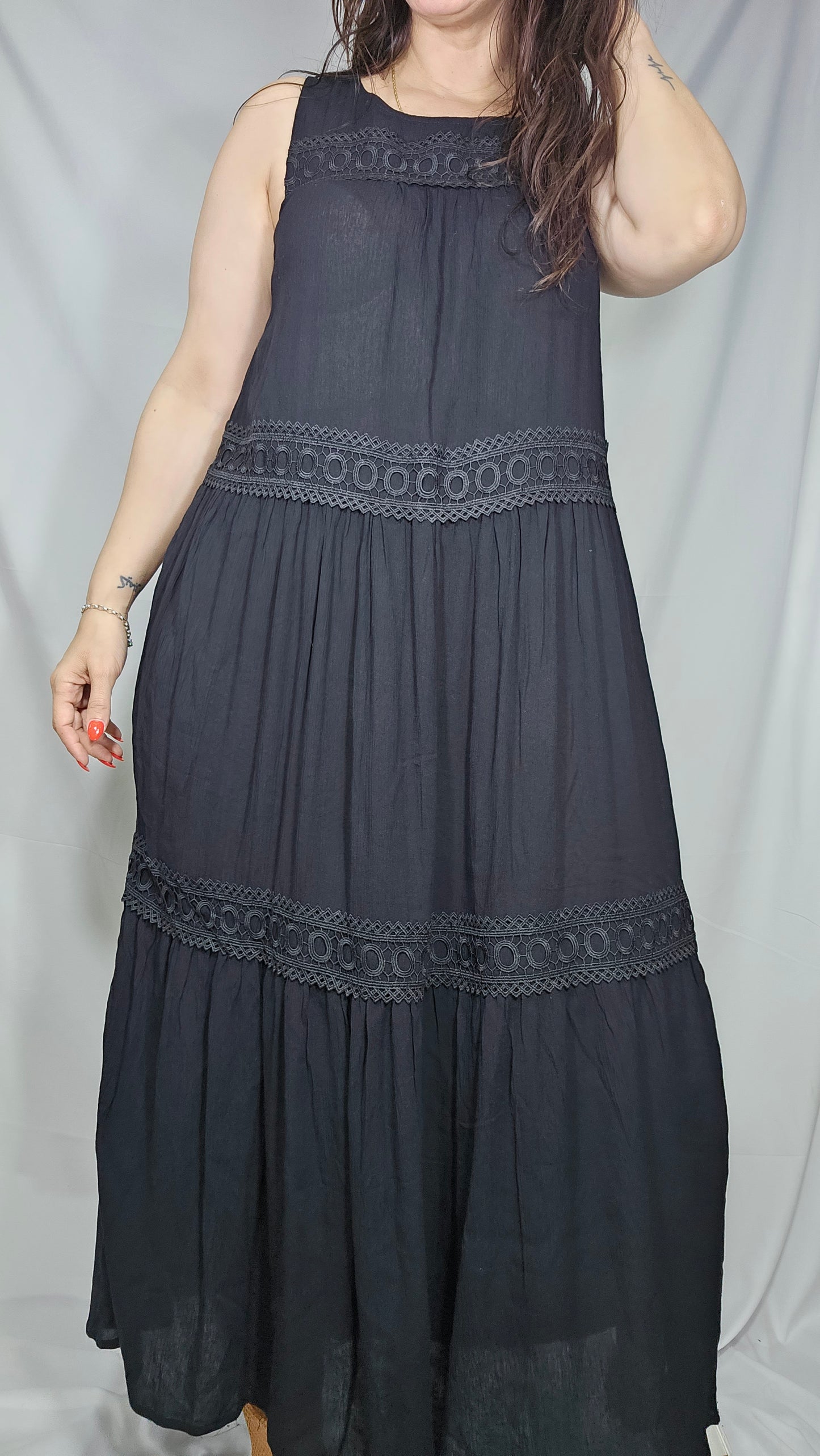 Summer Glam of Style Dress by Katies Sleeveless Lace Tiered Maxi Dress. Size 10.