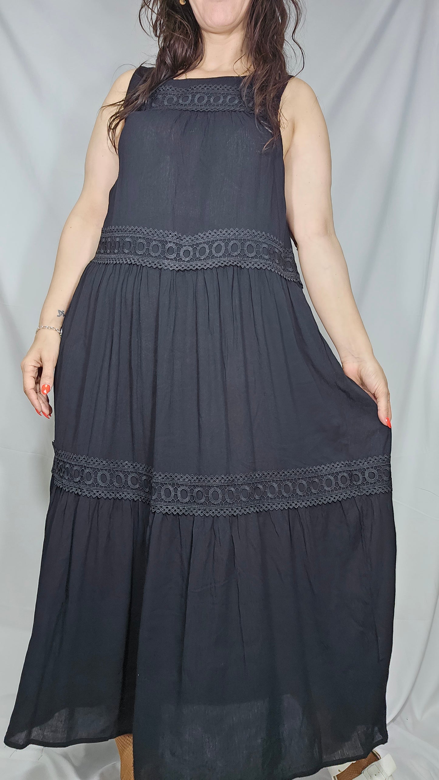 Summer Glam of Style Dress by Katies Sleeveless Lace Tiered Maxi Dress. Size 10.