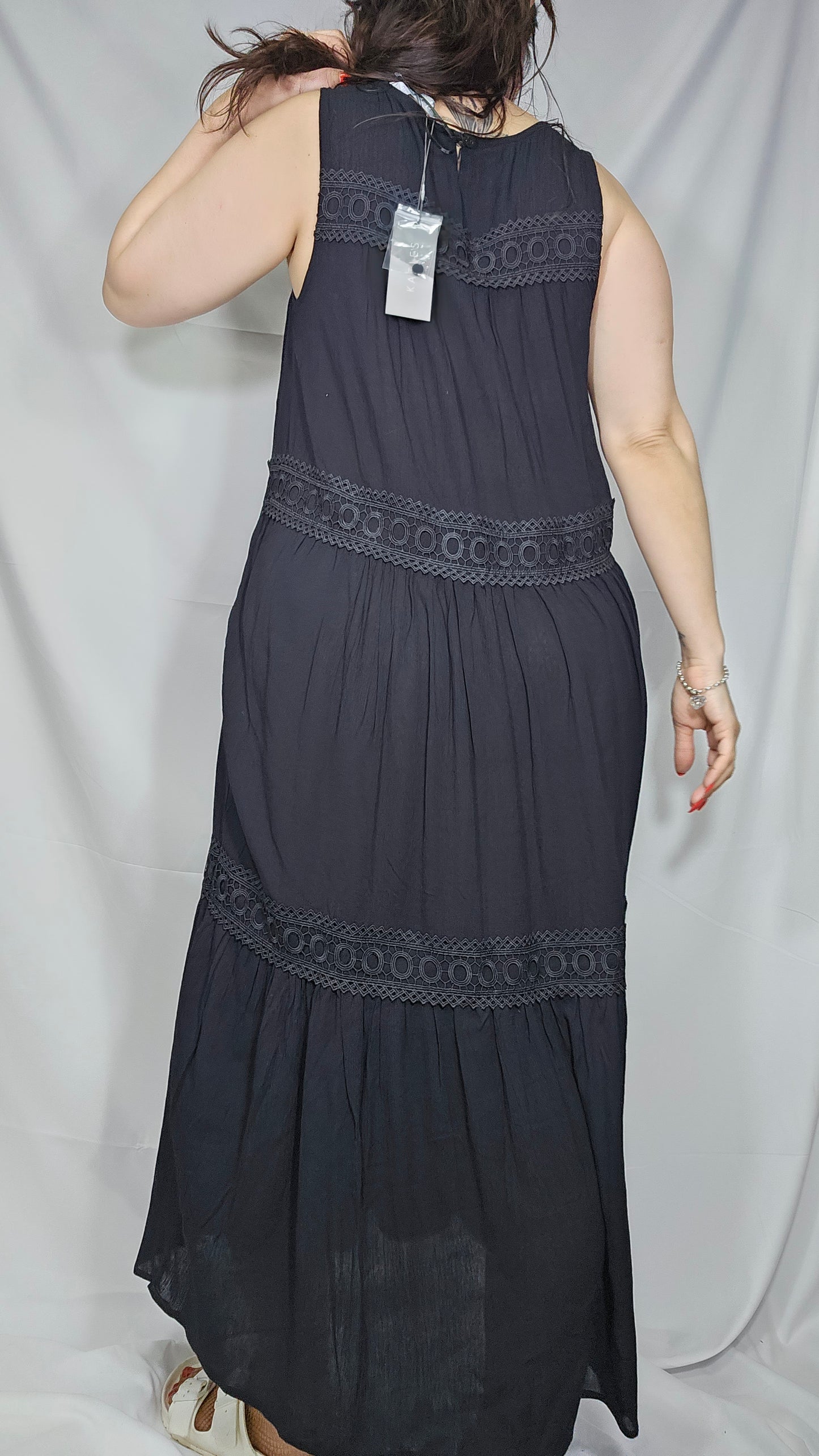 Summer Glam of Style Dress by Katies Sleeveless Lace Tiered Maxi Dress. Size 10.