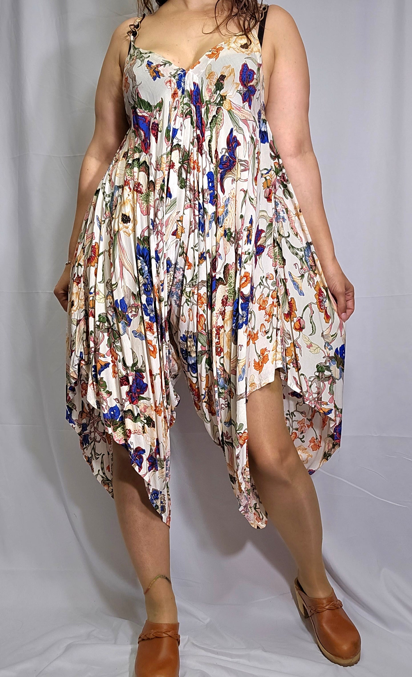 lovely 100% rayon ballon jumpsuit in size small but bigger in my opinion available at our second hand store in Auckland at paothrift.co.nz