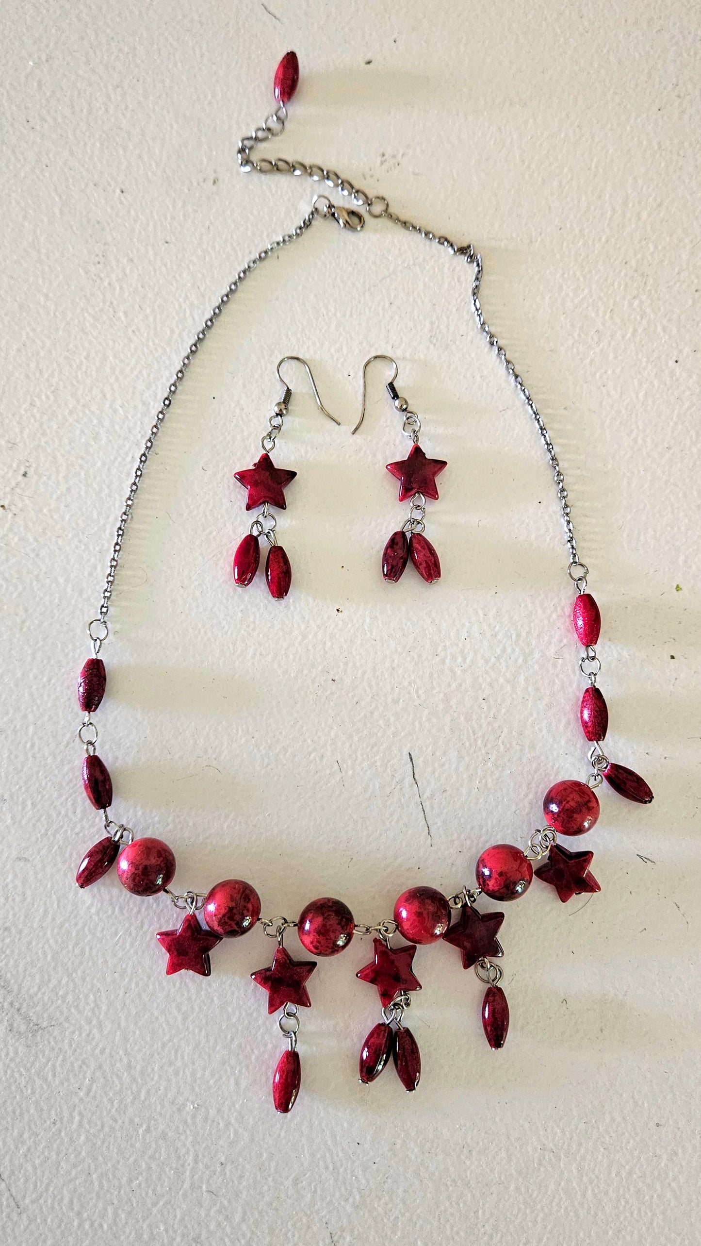 Beautiful set of necklace with earrings Red Jewelry set