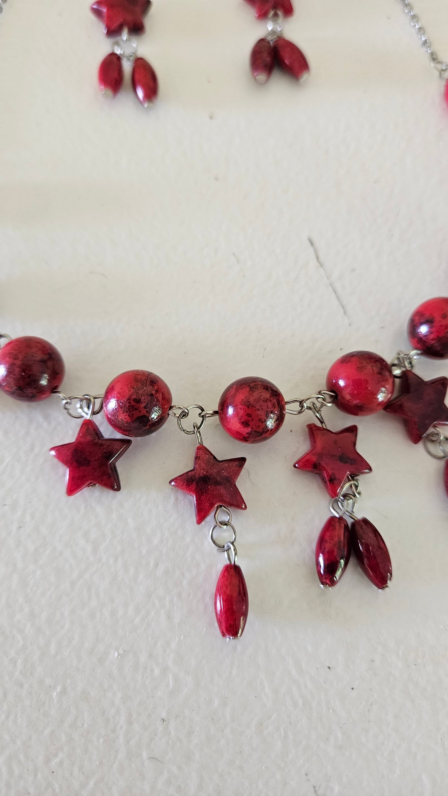 Beautiful set of necklace with earrings Red Jewelry set