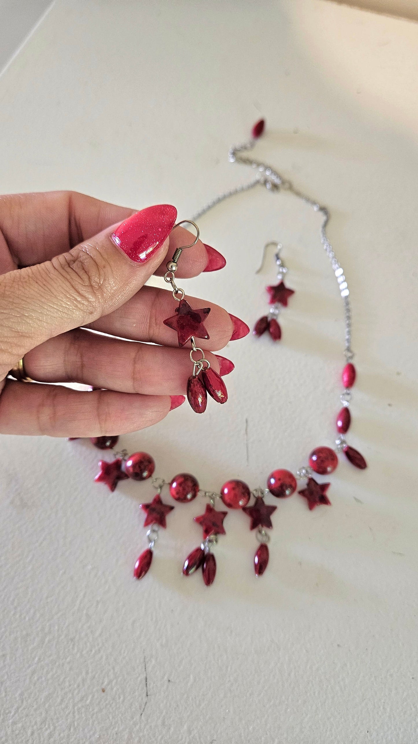 Beautiful set of necklace with earrings Red Jewelry set
