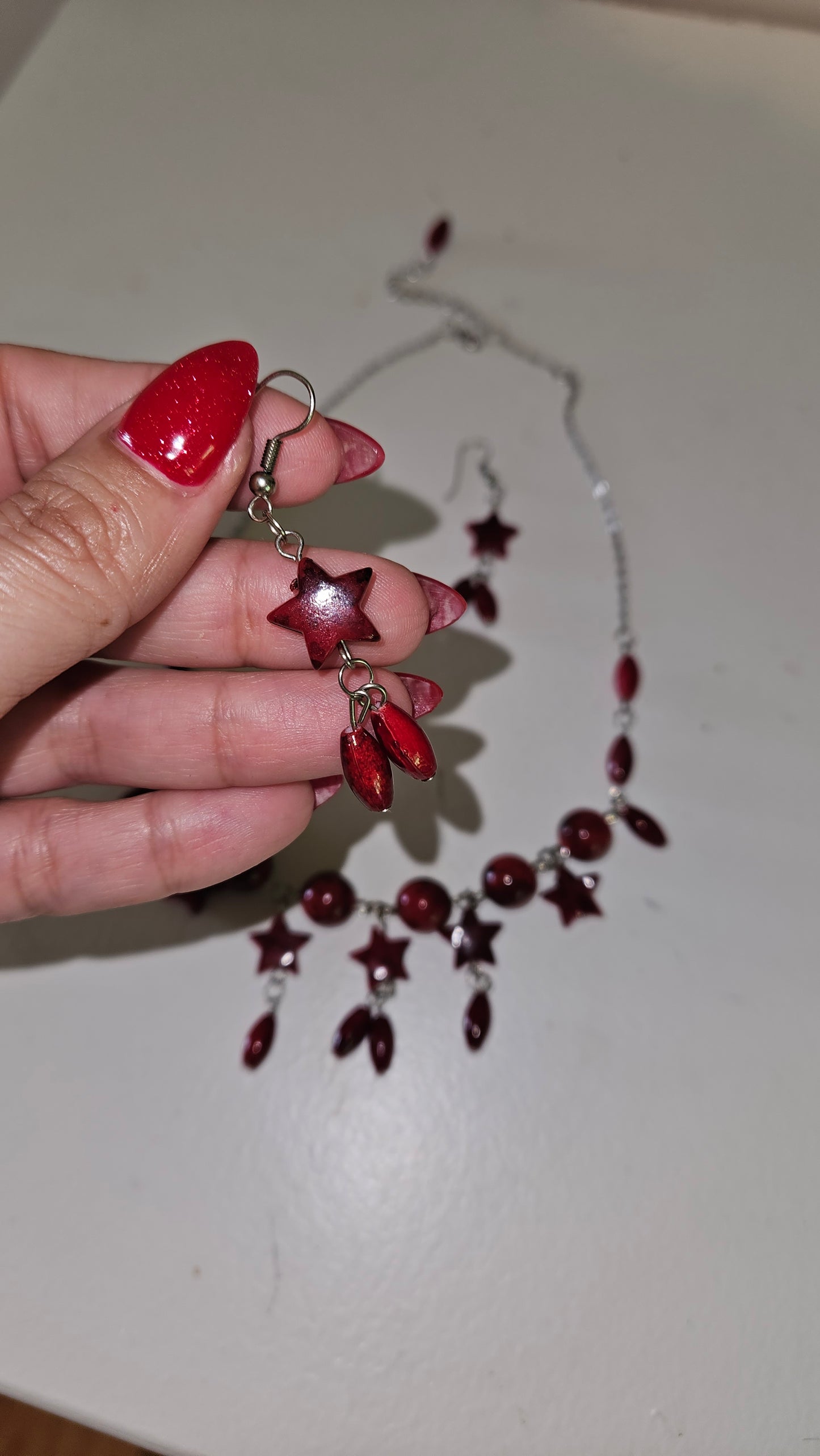 Beautiful set of necklace with earrings Red Jewelry set