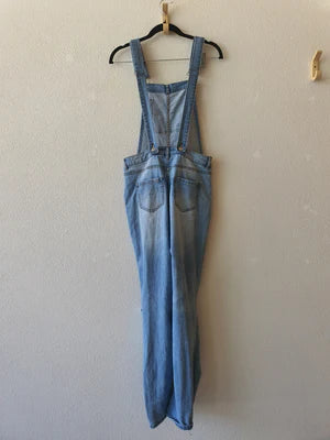 Cute Ripped Overalls Blue ripped denim Jumpsuit - Preloved jumpsuit Size 8.