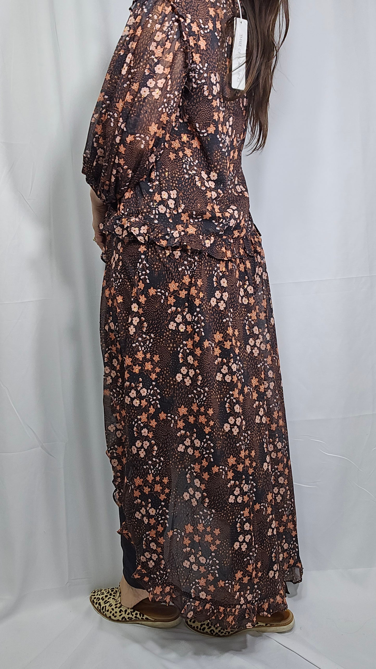 NWT Grace floral black wallflower blouse - Sheer overdress Size XL