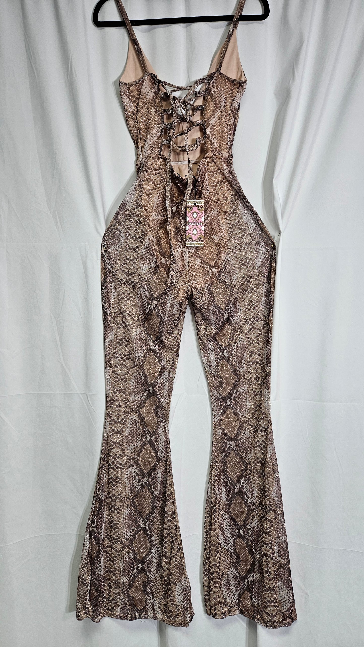 Sequin Sake Mesh Plunge Jumpsuit Preloved
