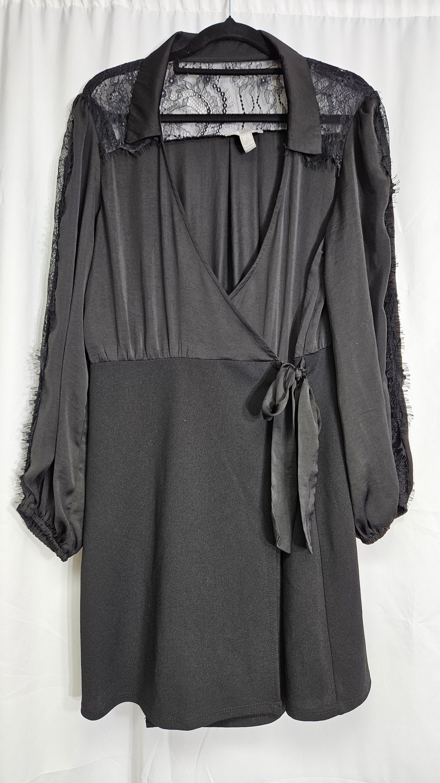 Asos wrap black Dress - Long sleeves dress Size 10