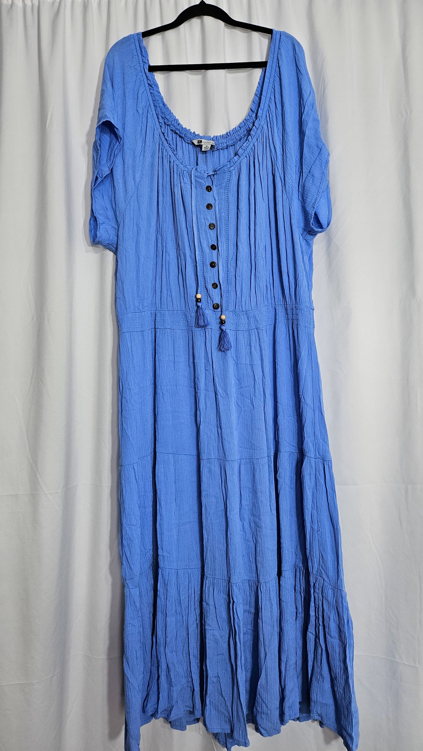 Blue Midi Rockmart wrinkle Dress Short Sleeve Curvy dress