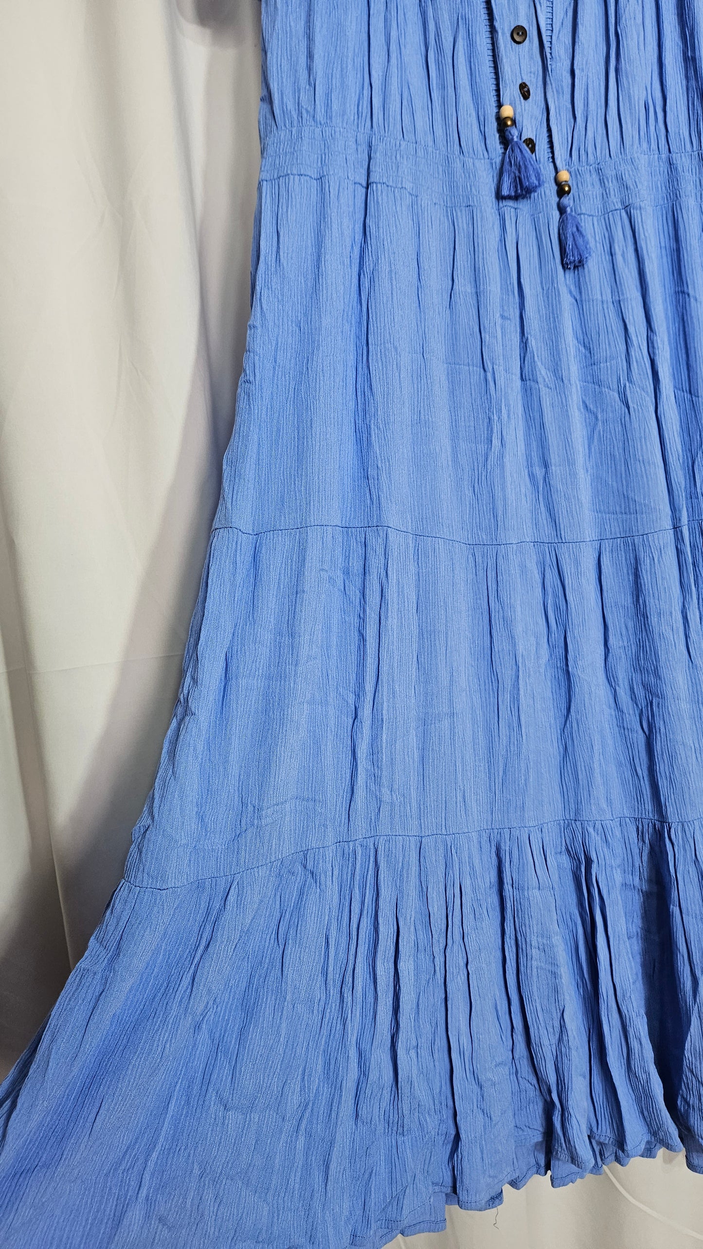 Blue Midi Rockmart wrinkle Dress Short Sleeve Curvy dress