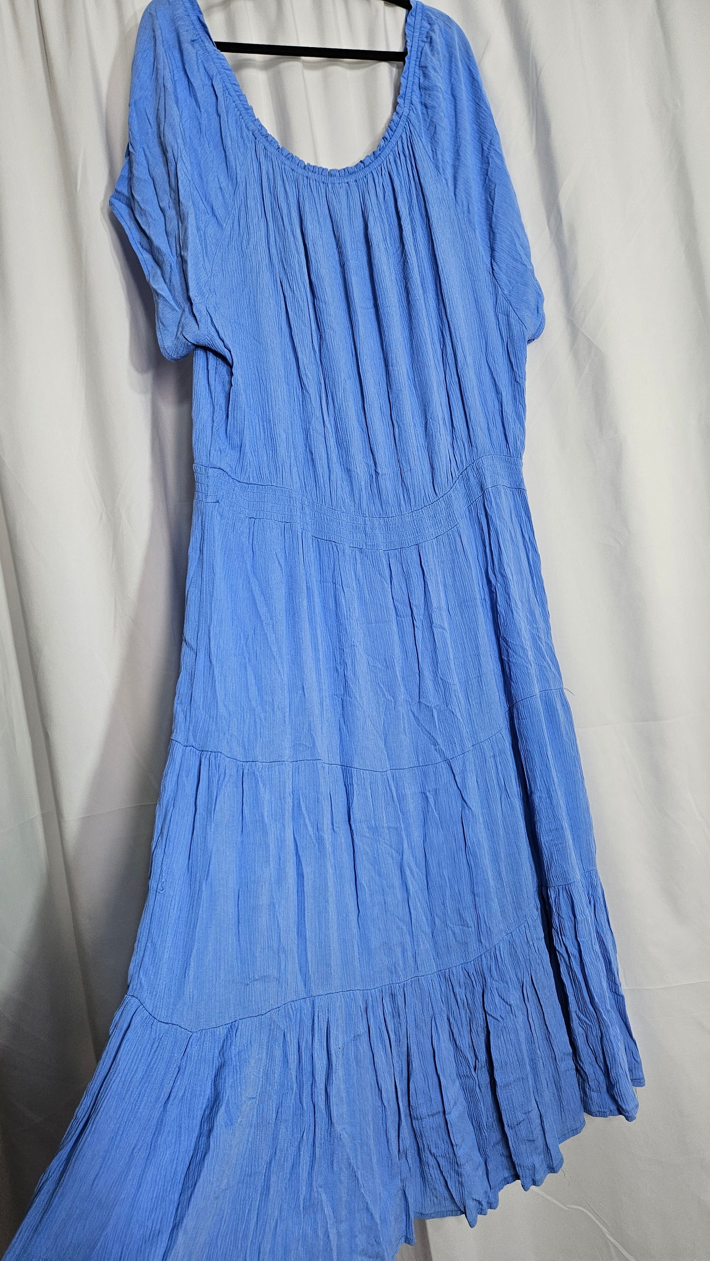 Blue Midi Rockmart wrinkle Dress Short Sleeve Curvy dress