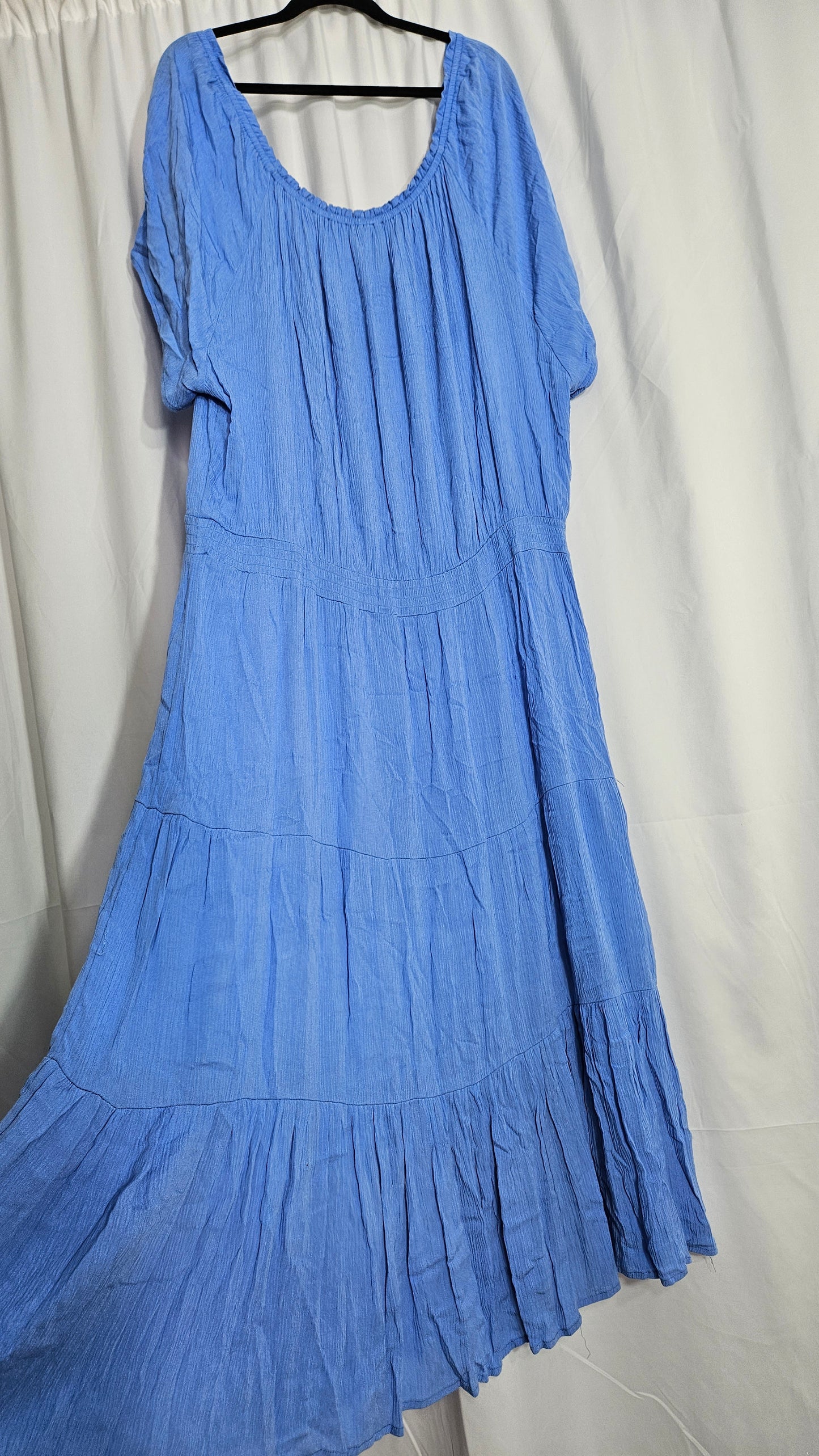 Blue Midi Rockmart wrinkle Dress Short Sleeve Curvy dress