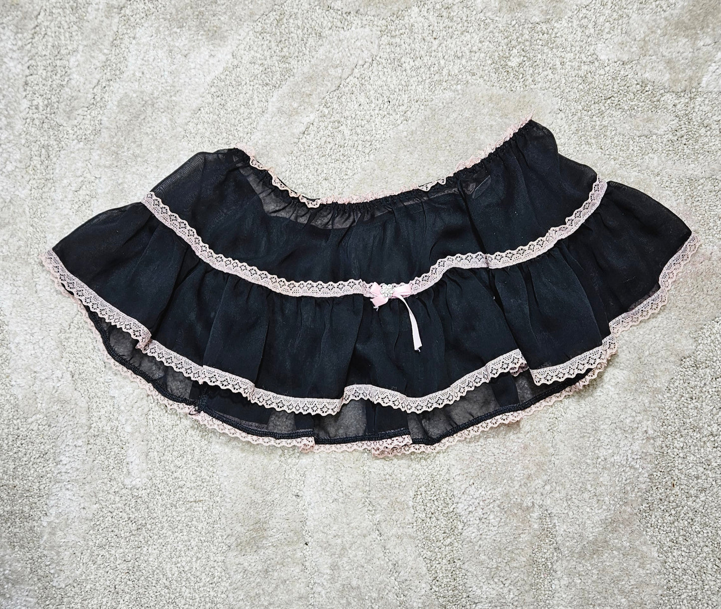 Black & Lingerie Sexy Skirt  with lace Bow Size 14 (vintage)