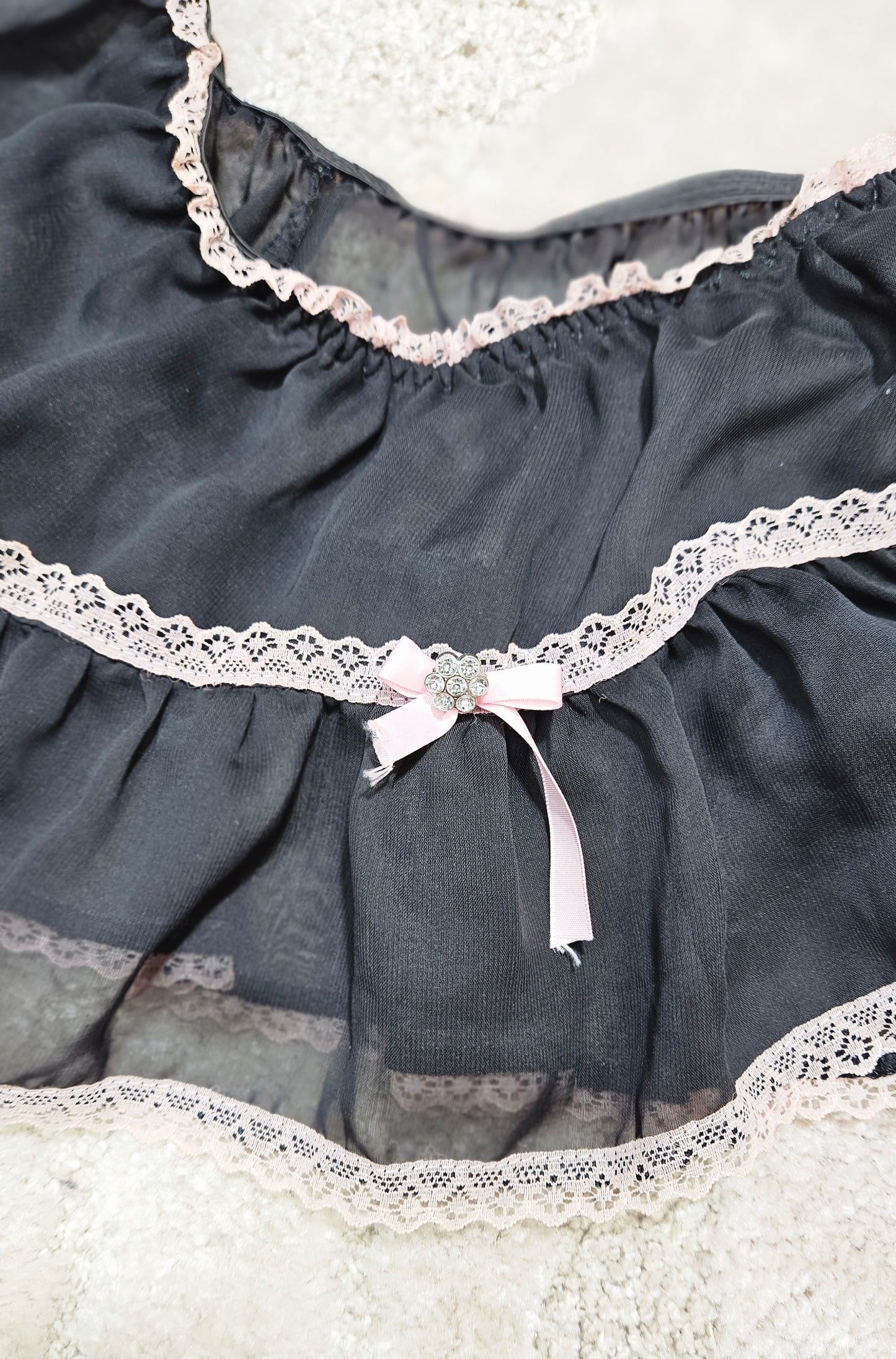 Black & Lingerie Sexy Skirt  with lace Bow Size 14 (vintage)