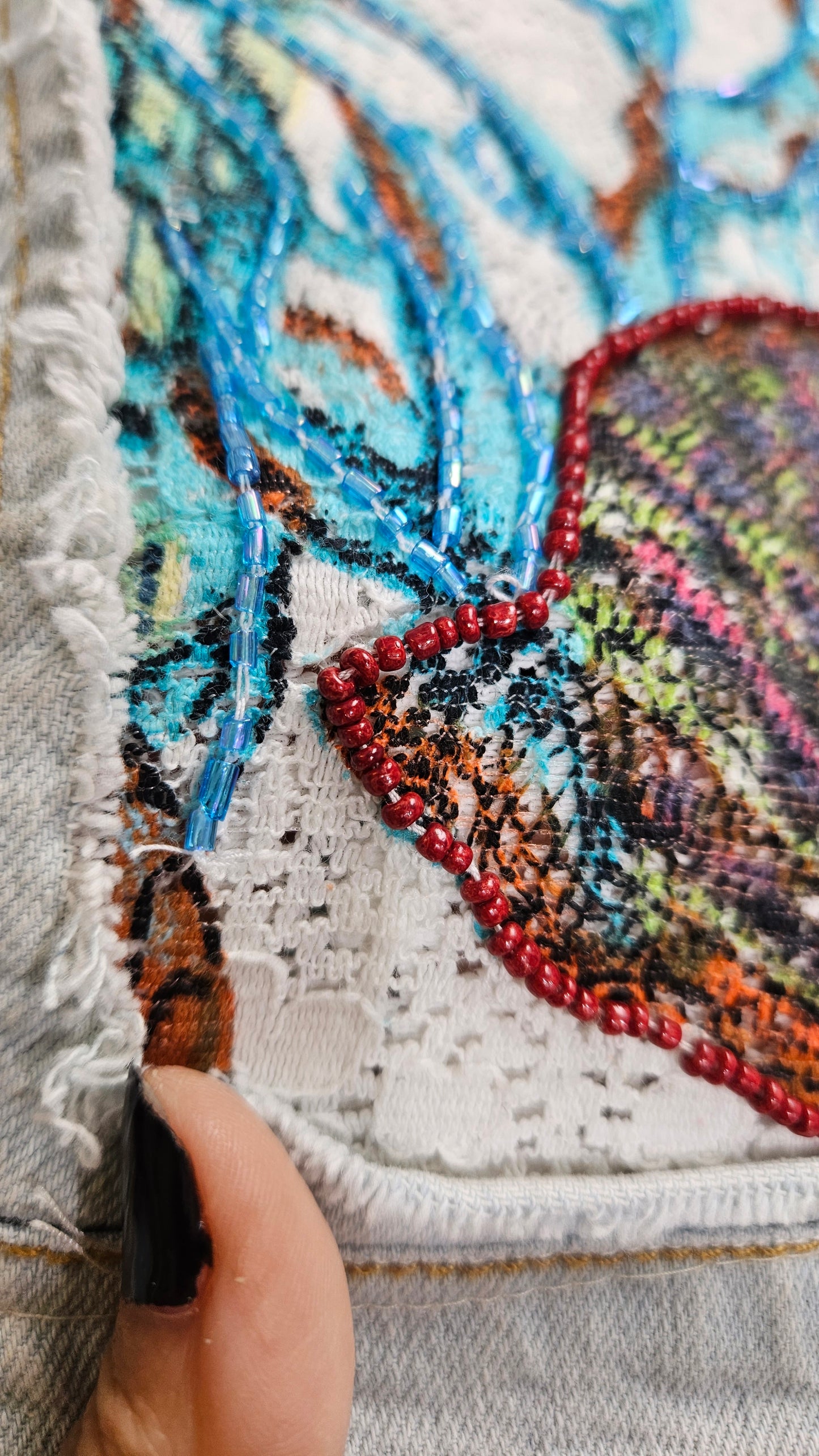 Unique Bohemian vintage Denim jacket with embroidery