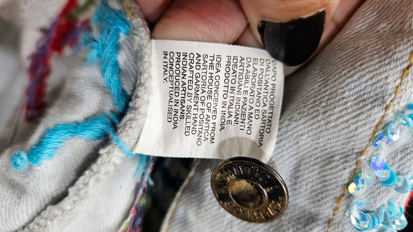 Unique Bohemian vintage Denim jacket with embroidery
