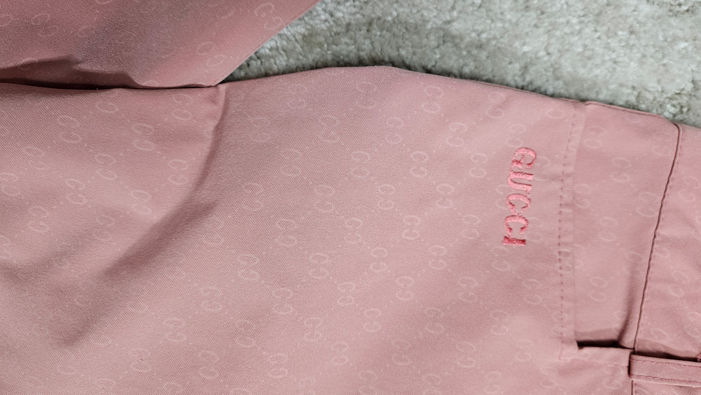Pink straight trousers - pants with Gucci logo inspired
