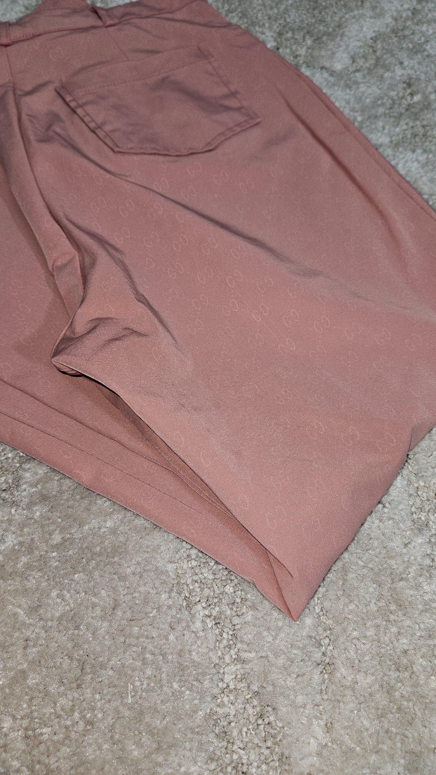 Pink straight trousers - pants with Gucci logo inspired