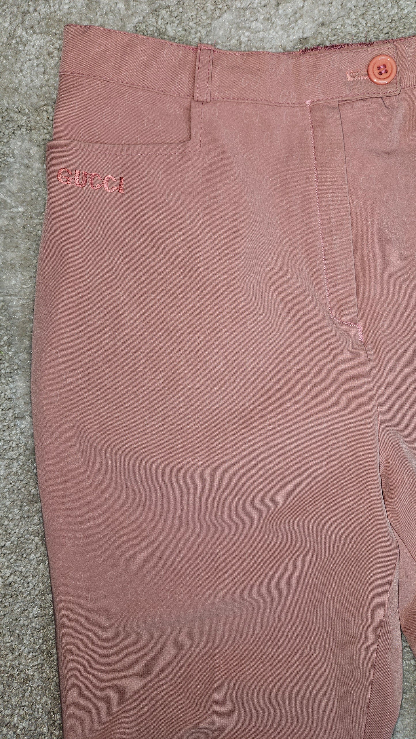 Pink straight trousers - pants with Gucci logo inspired