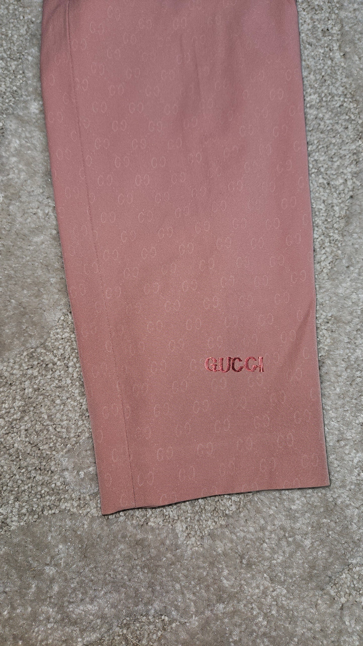 Pink straight trousers - pants with Gucci logo inspired
