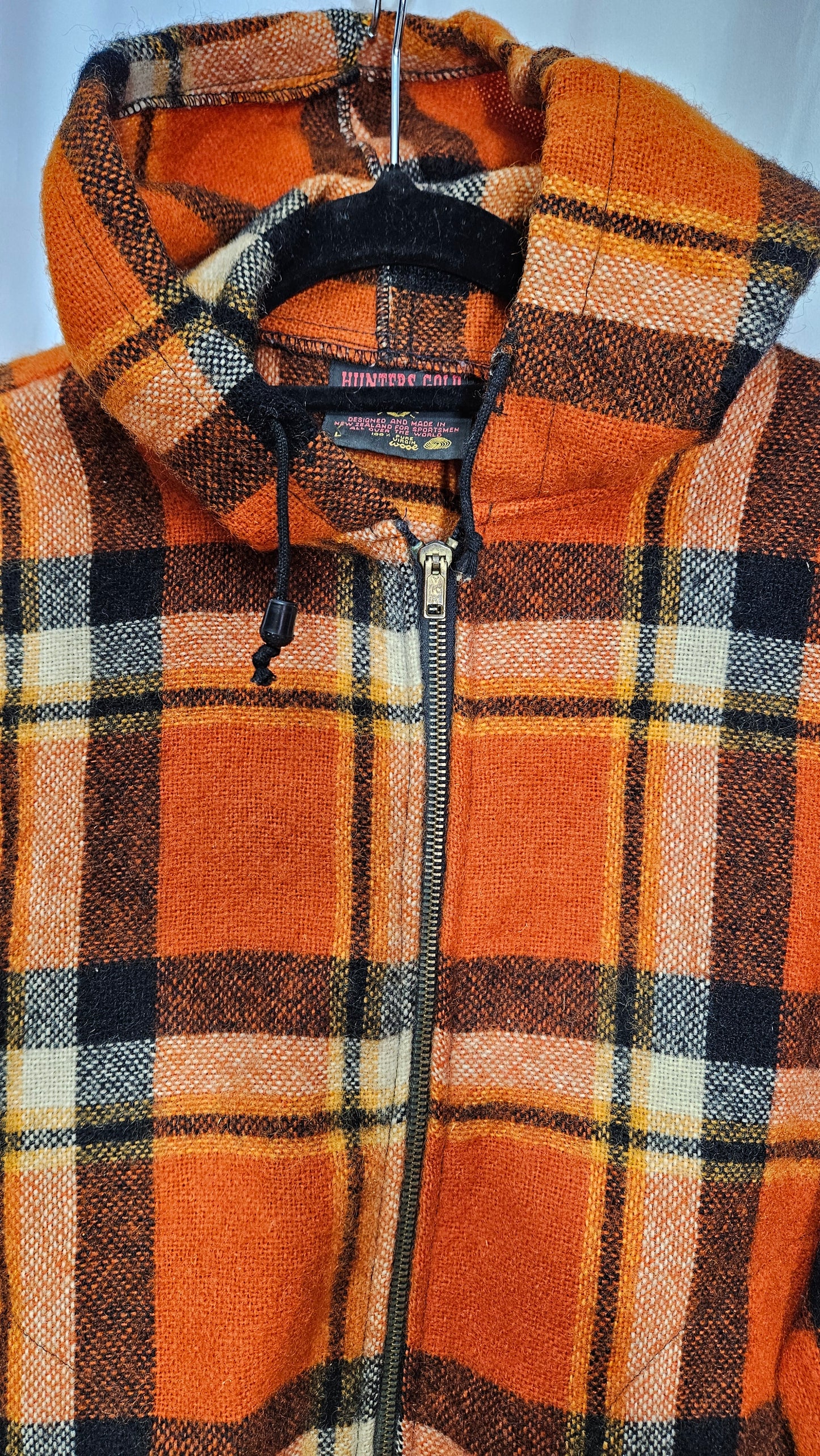 Hunters gold Vintage Plaid Bomber jacket 100 % NZ wool Vintage Tartan Coat