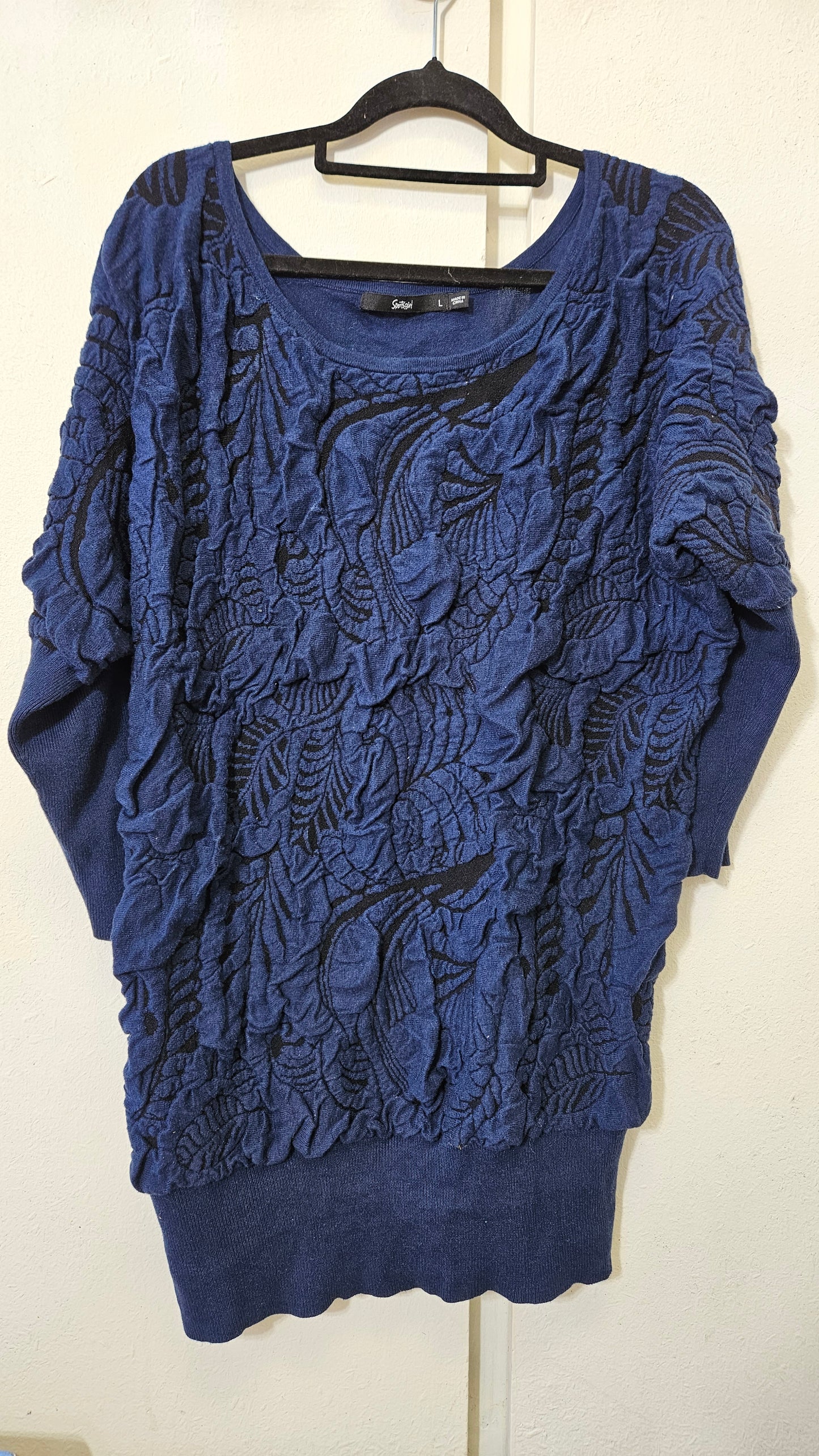 Blue Top - 3/4 sleeves Sweater Top