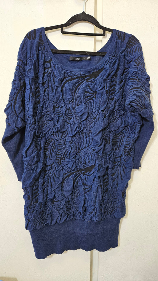 Blue Top - 3/4 sleeves Sweater Top