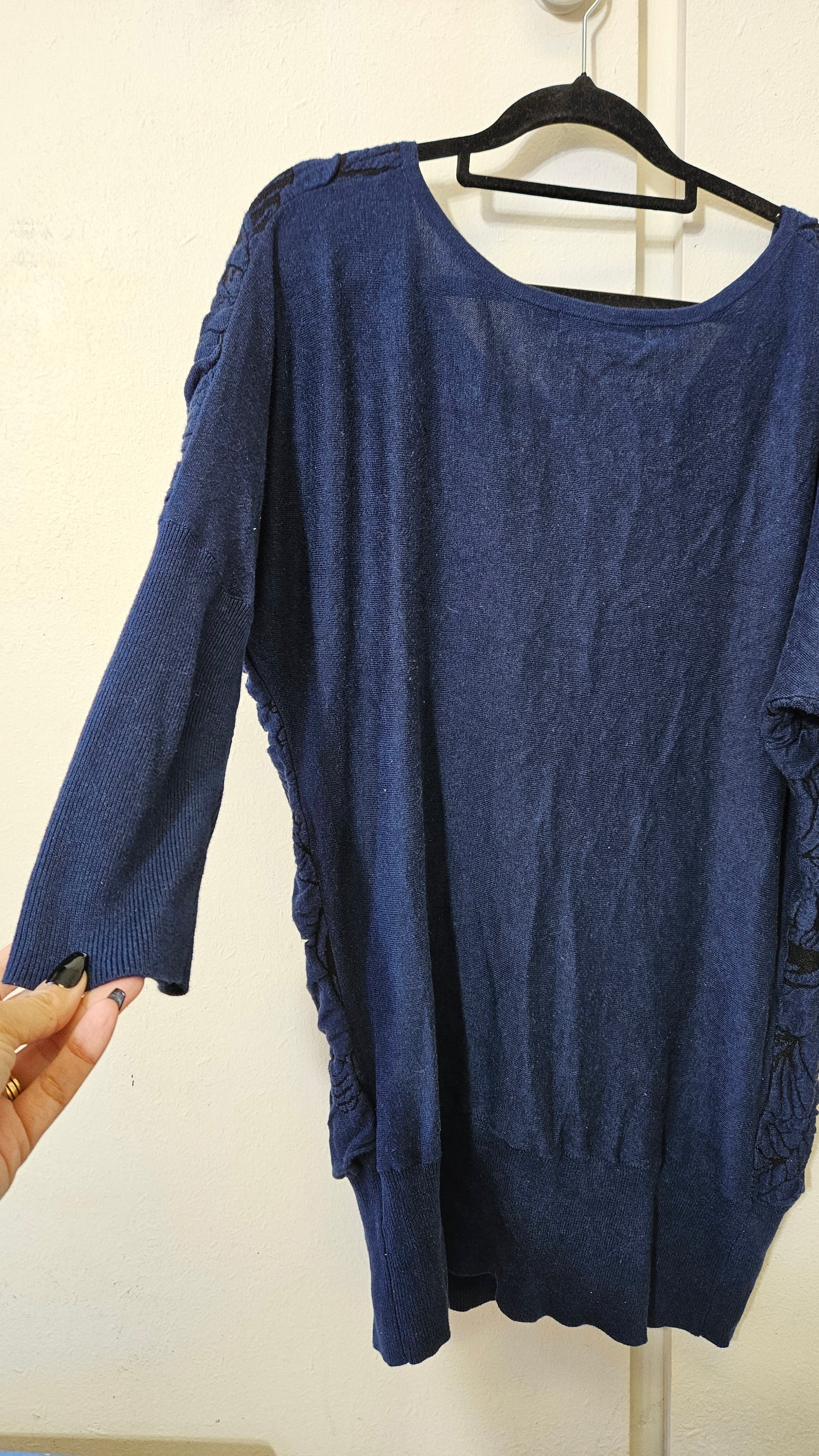 Blue Top - 3/4 sleeves Sweater Top