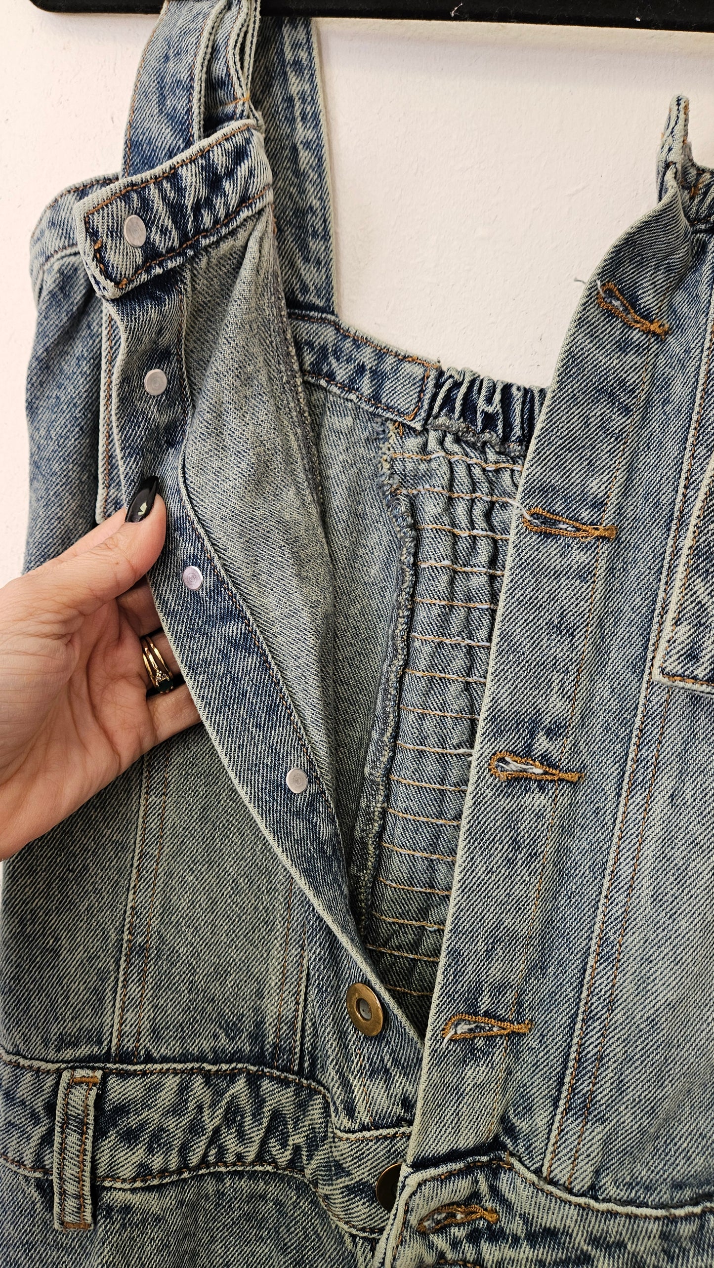 Unique Colombian Wide Leg Denim Jumpsuit Cargo style
