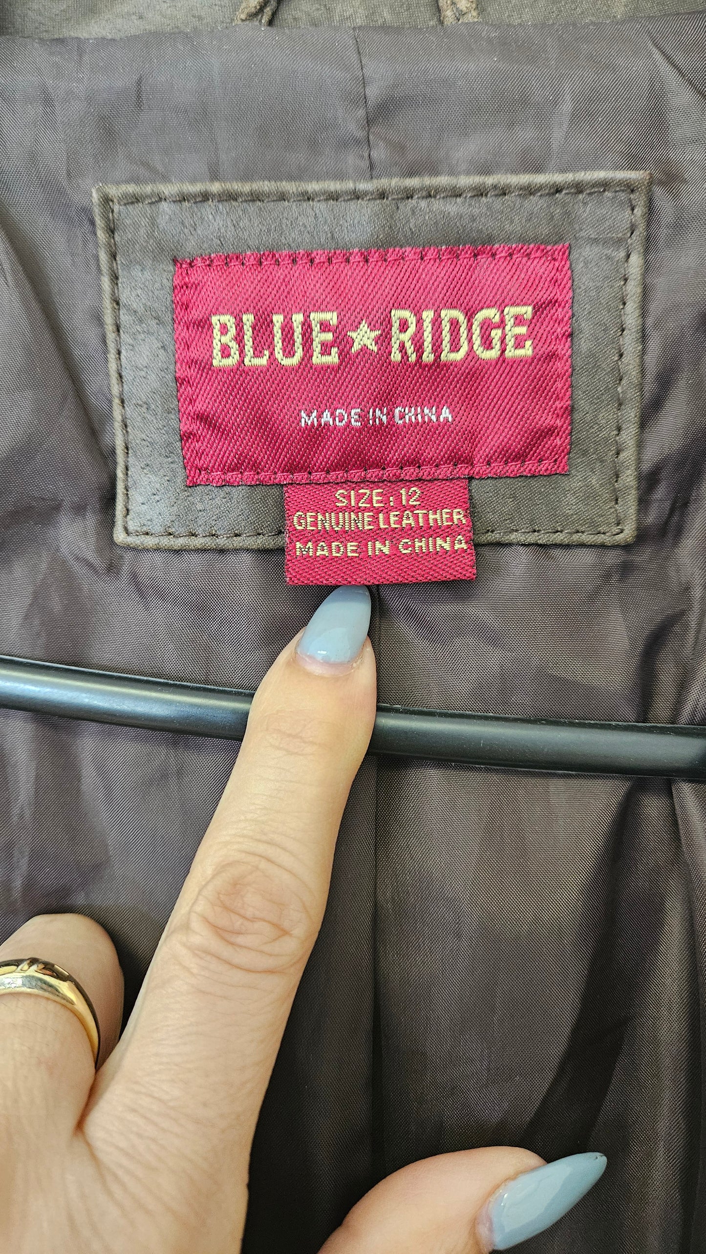Brown Jacket - Beautiful vintage Blue Ridge leather jacket, size 12.