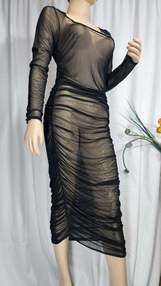 Ruched Boohoo Midi Dress Mesh Lover  Preloved dress