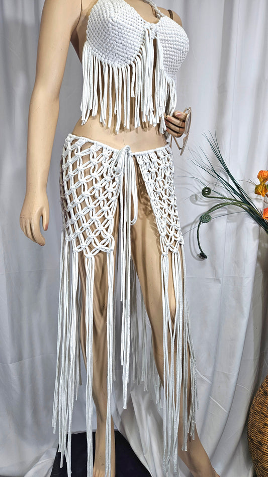 Set of macrame skirt and top Beach Party Dress, Macrame outfit Dress