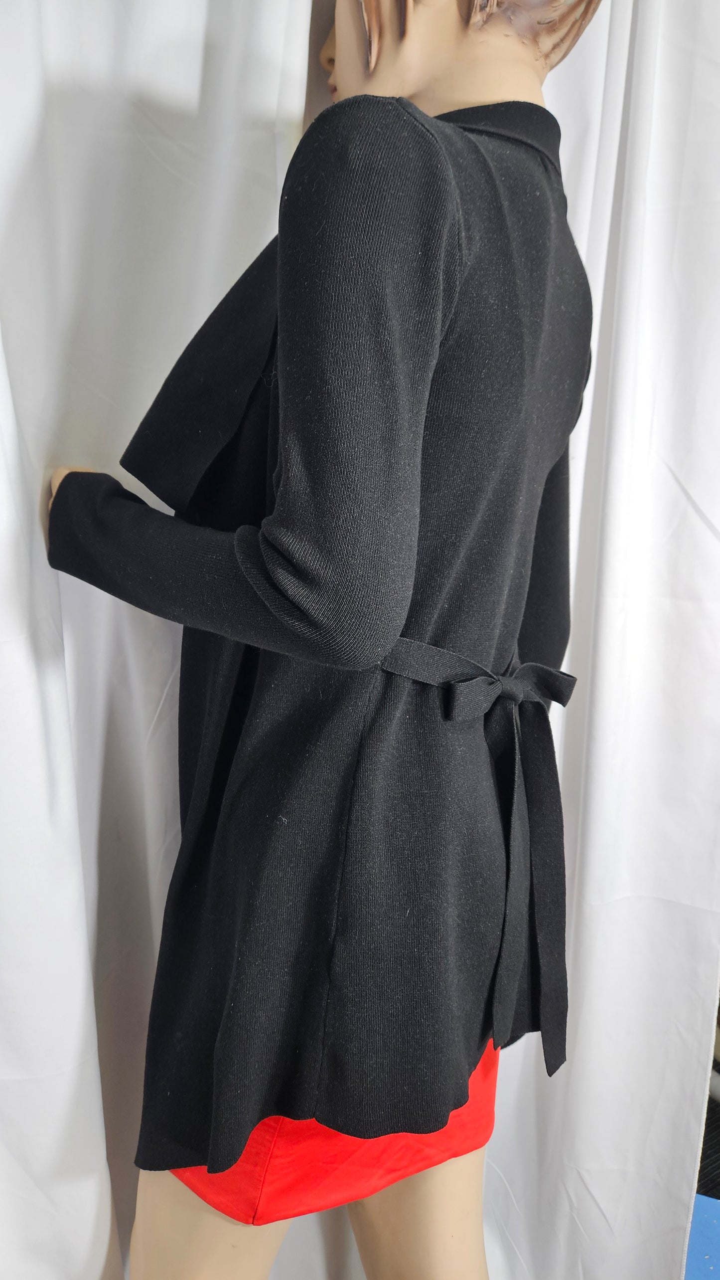 Belted black Coat - Cardi style Size Small